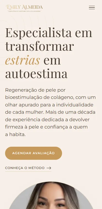 Site da Emily Almeida no celular